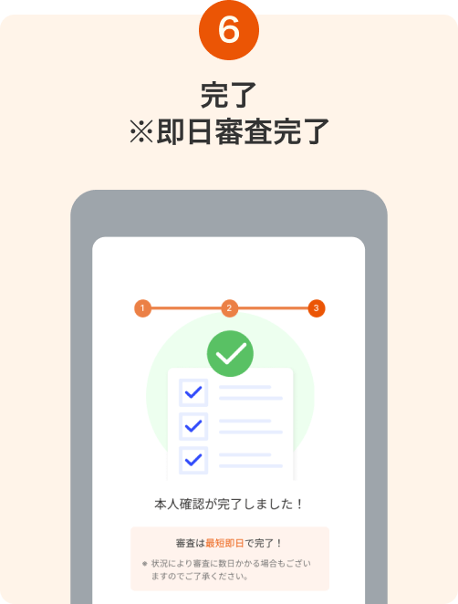 6. 完了 ※即日審査完了